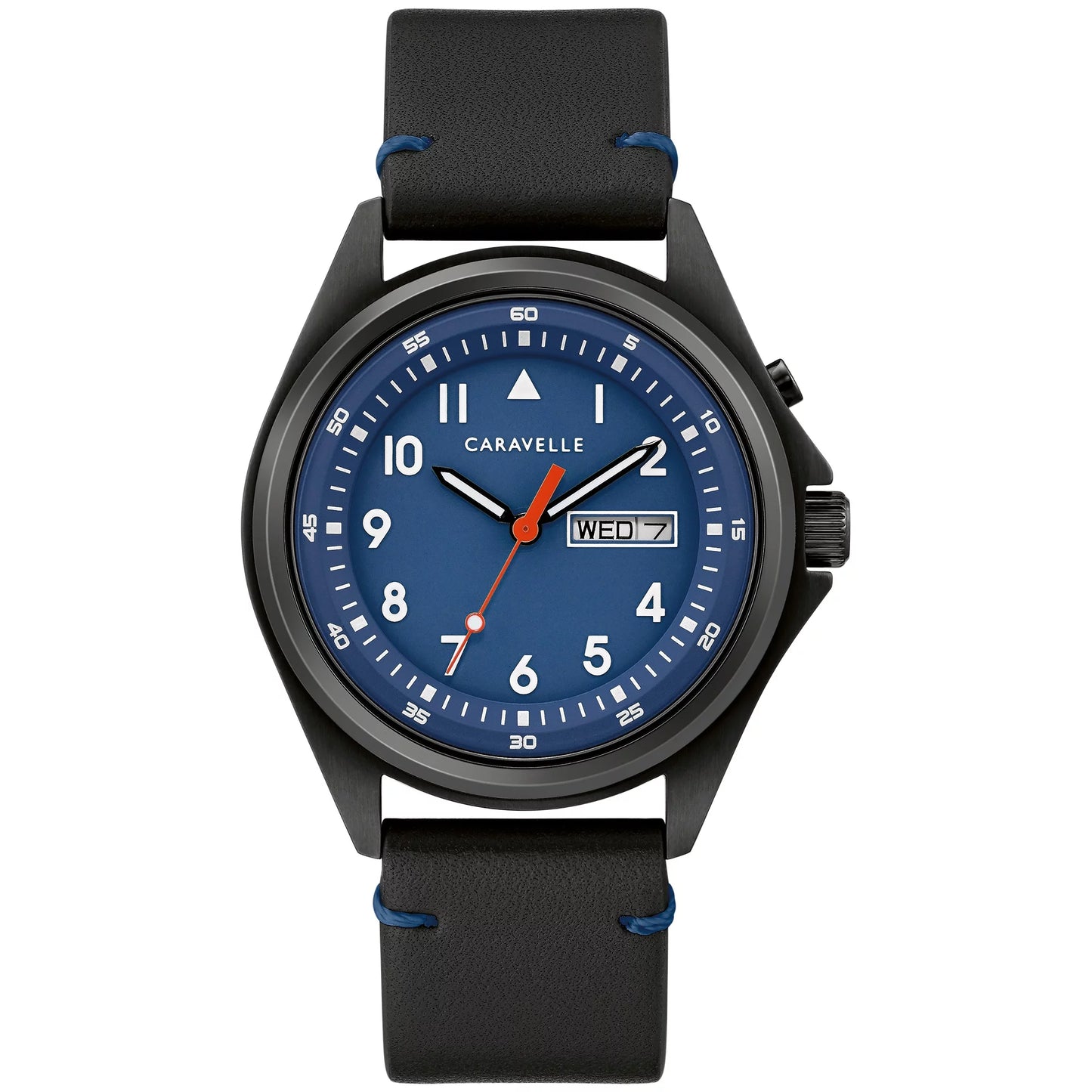 by Men'S Black Leather Strap Watch - 45C118