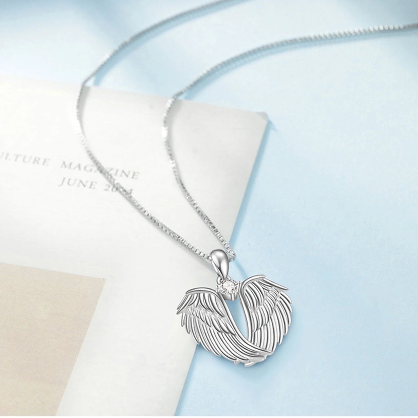 Jewelry on Clearance!Necklaces for Women Angel Wings Necklace 925 Silver Guardian Angel Wings Pendant Birthstone Necklace for Women Jewelry Gifts