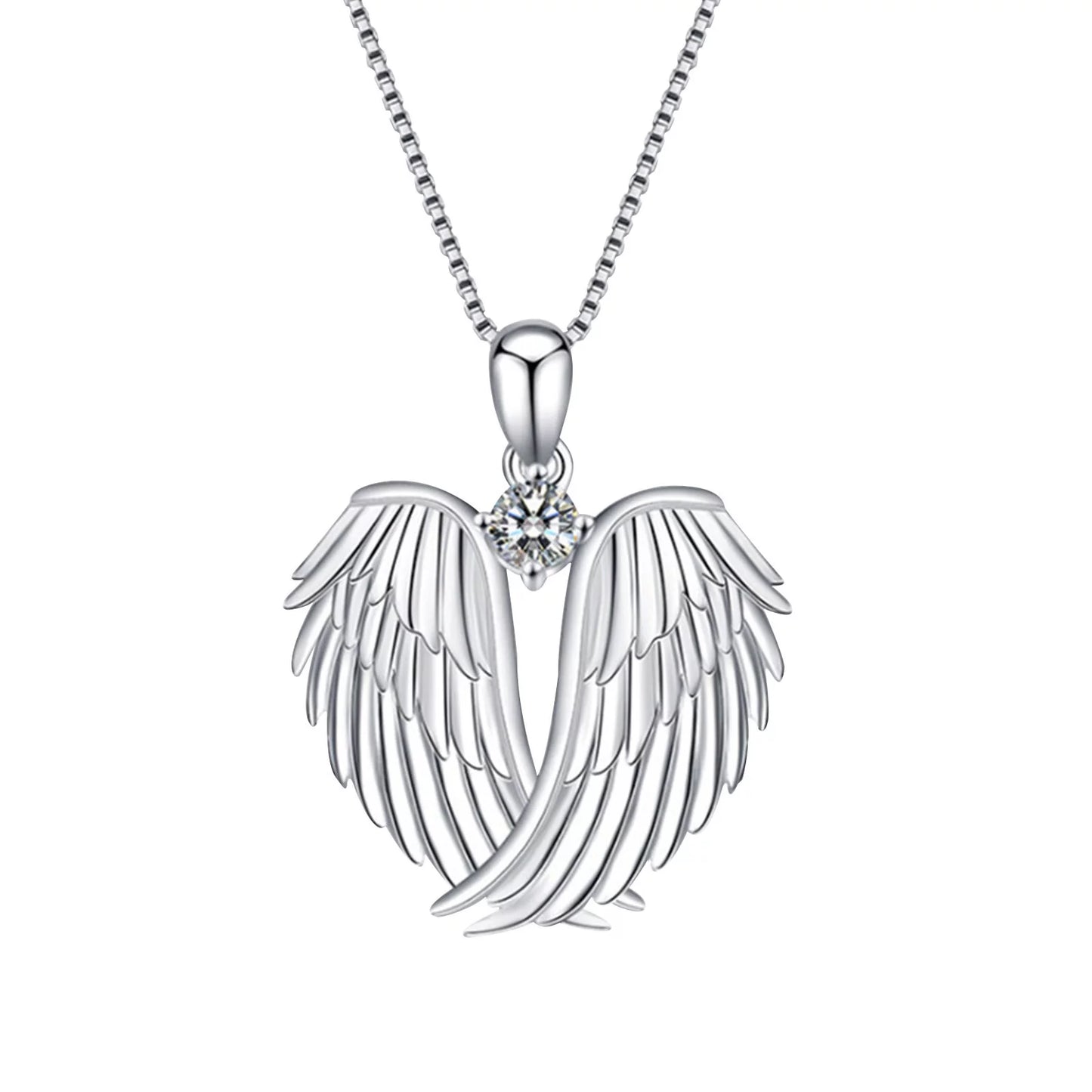 Jewelry on Clearance!Necklaces for Women Angel Wings Necklace 925 Silver Guardian Angel Wings Pendant Birthstone Necklace for Women Jewelry Gifts